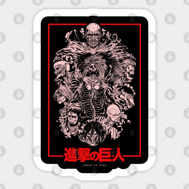 Attack on Titan - All Nine Titans Sticker by Otaku Vibes